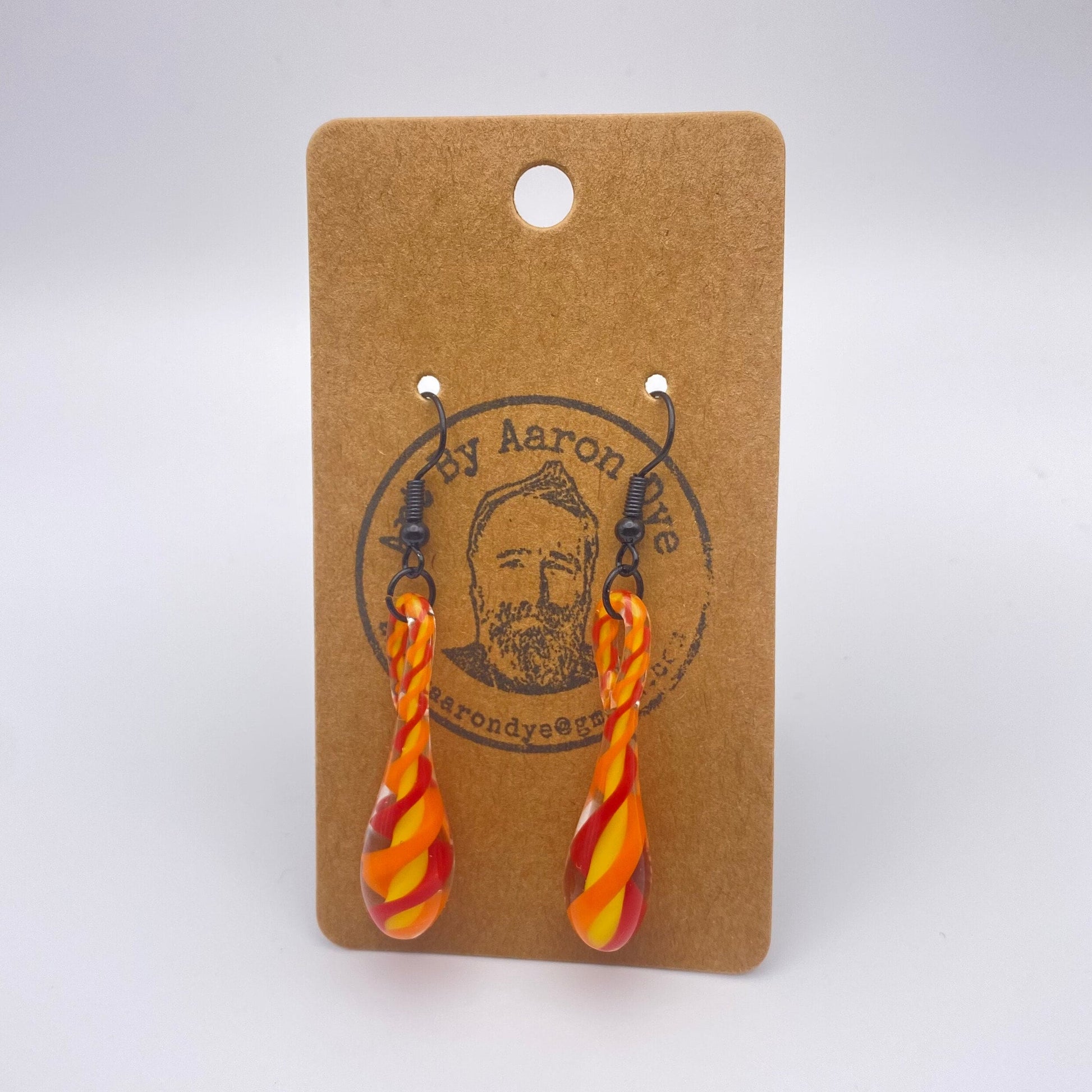 Fire Drop Blown Glass Earrings - Handmade Jewelry - Hypoallergenic | Art By Aaron Dye