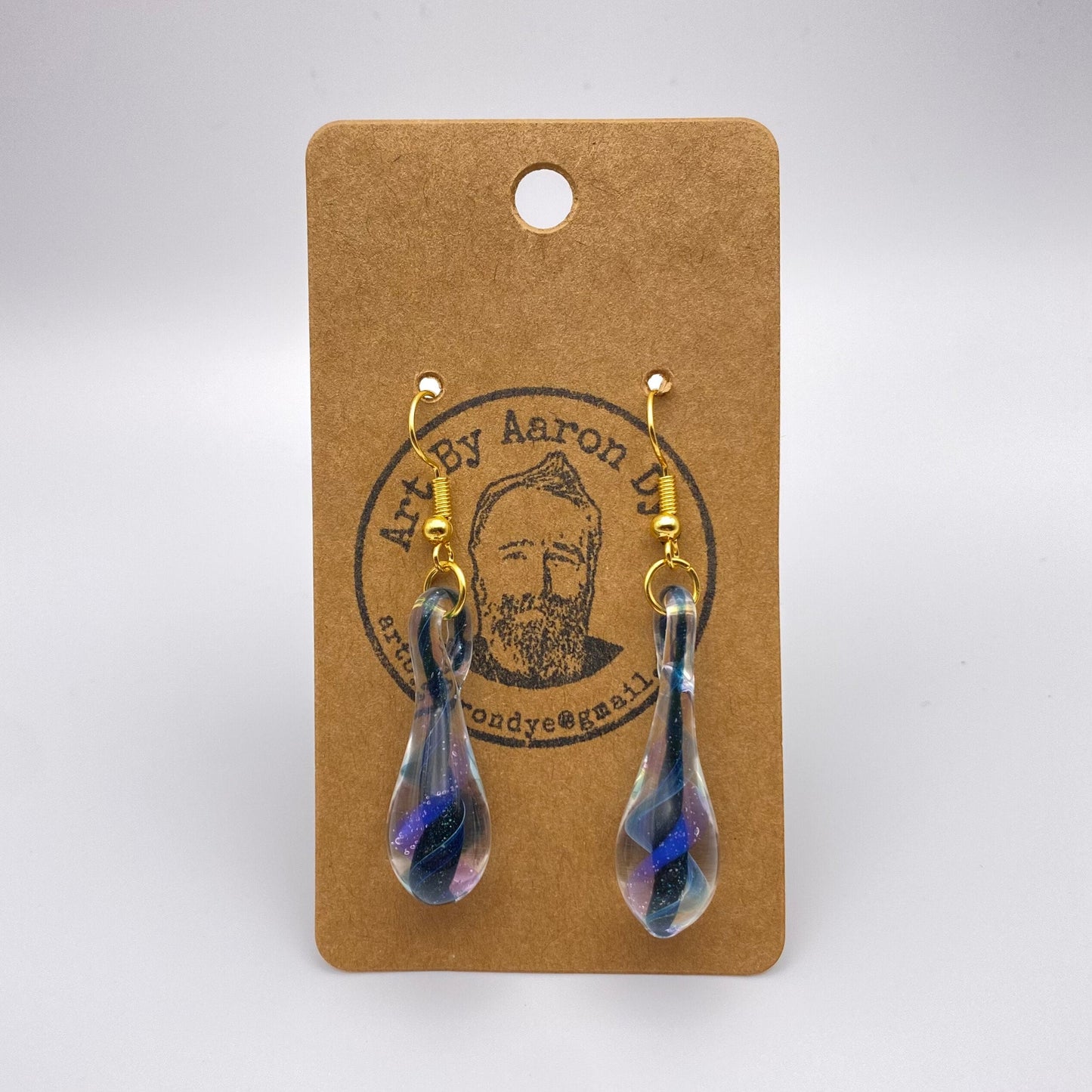 Blue Drop Blown Glass Earrings - Handcrafted Jewelry - Art By Aaron Dye