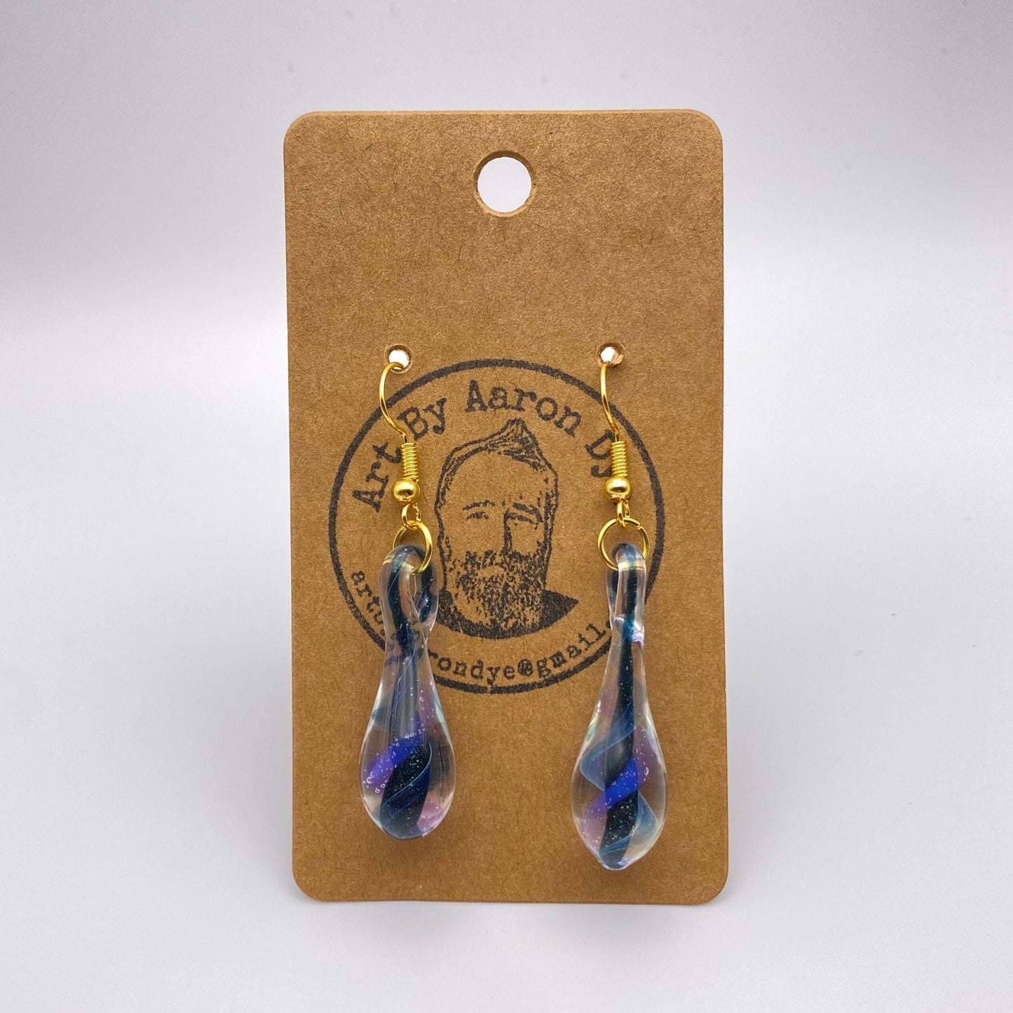 Blue Drop Blown Glass Earrings - Handmade Jewelry | Art By Aaron Dye