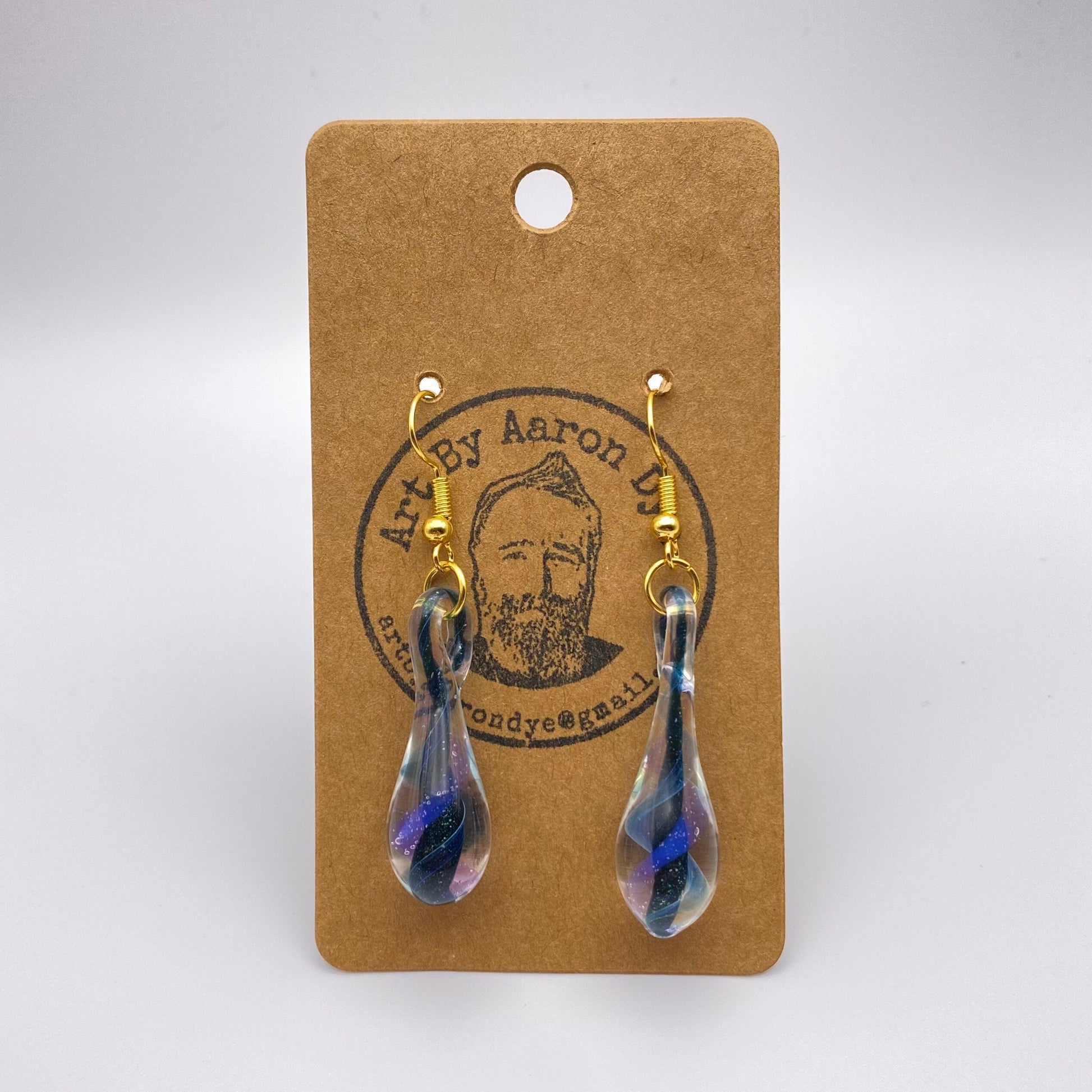 Blue Drop Blown Glass Earrings - Handmade Jewelry | Art By Aaron Dye