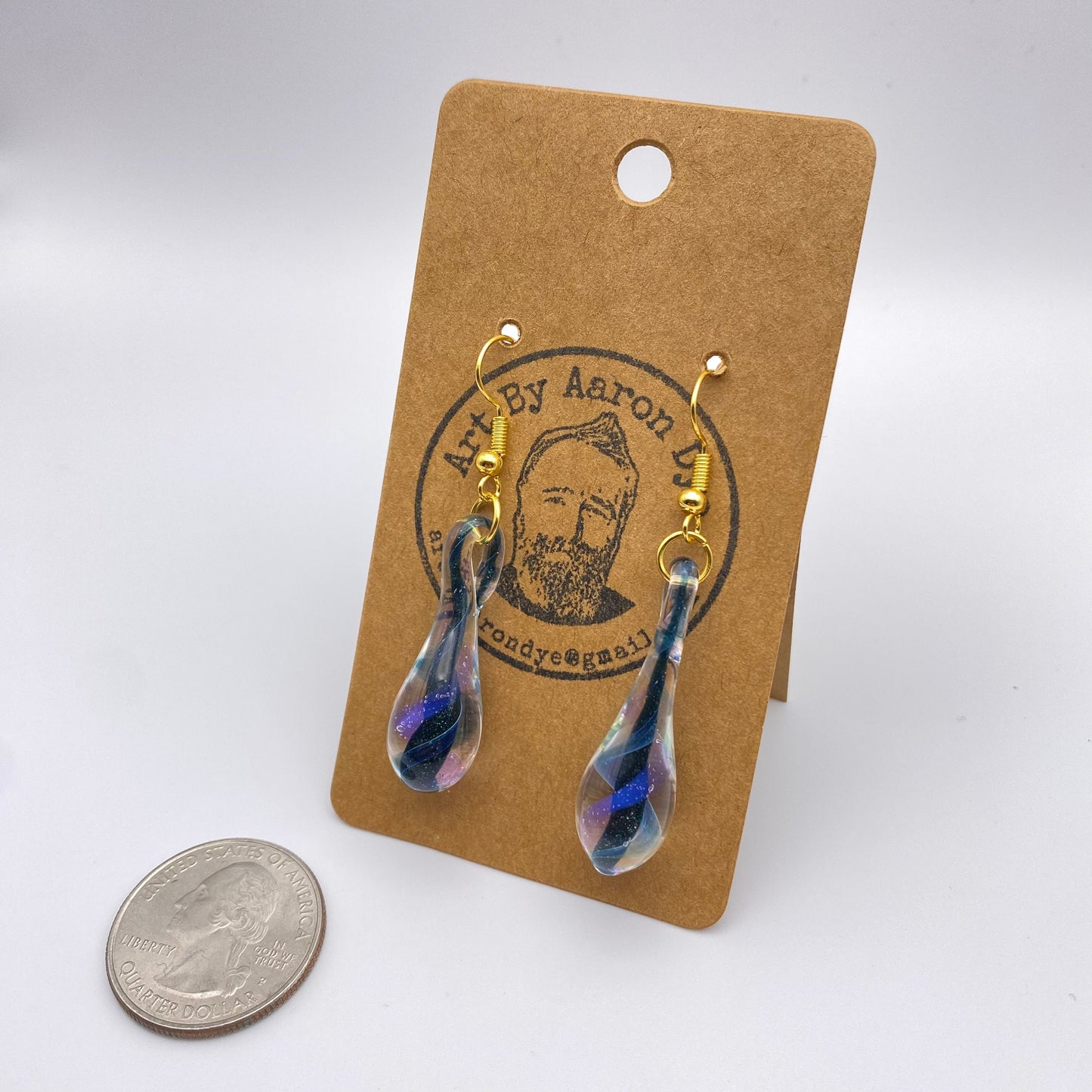 Blue Drop Blown Glass Earrings - Handmade Jewelry | Art By Aaron Dye