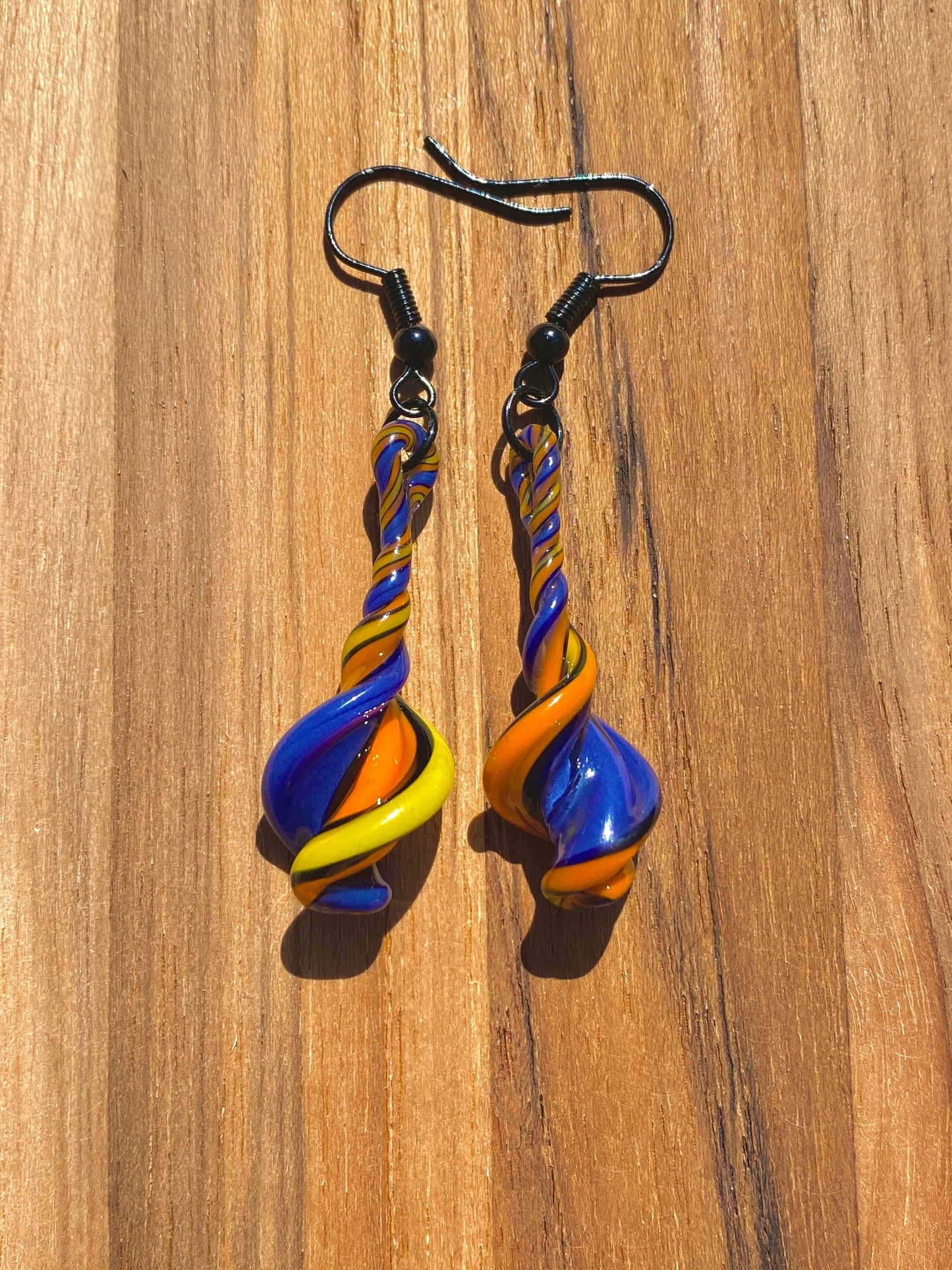 Multi Color Swirl Blown Glass Earrings - Handmade Jewelry - Hypoallergenic | Art By Aaron Dye