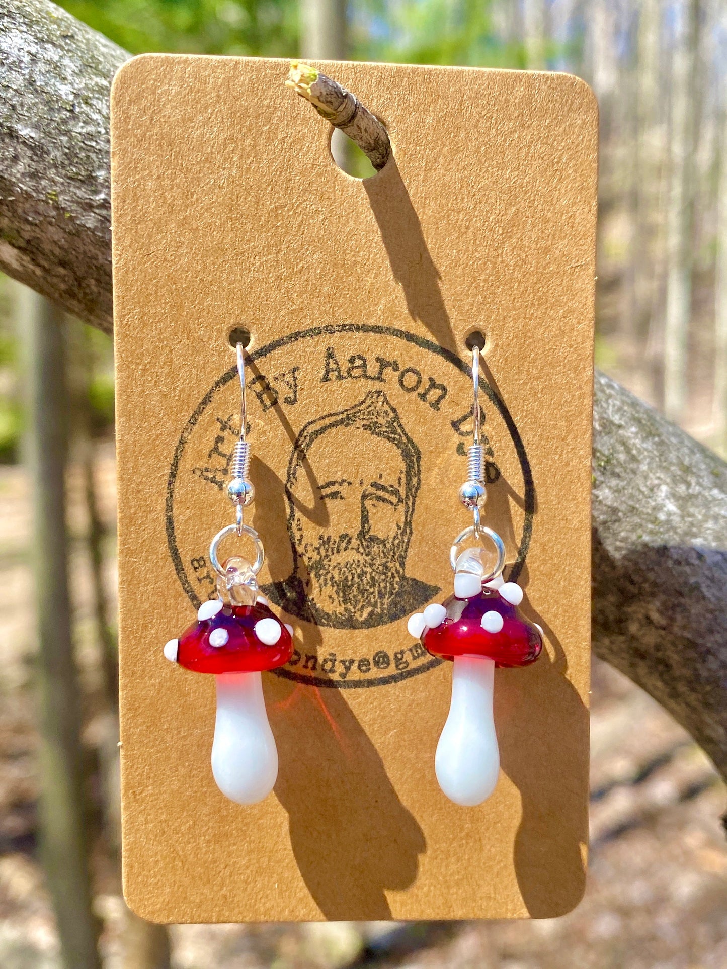 Blown Glass Mushroom Earrings - Handmade Jewelry | Art By Aaron Dye