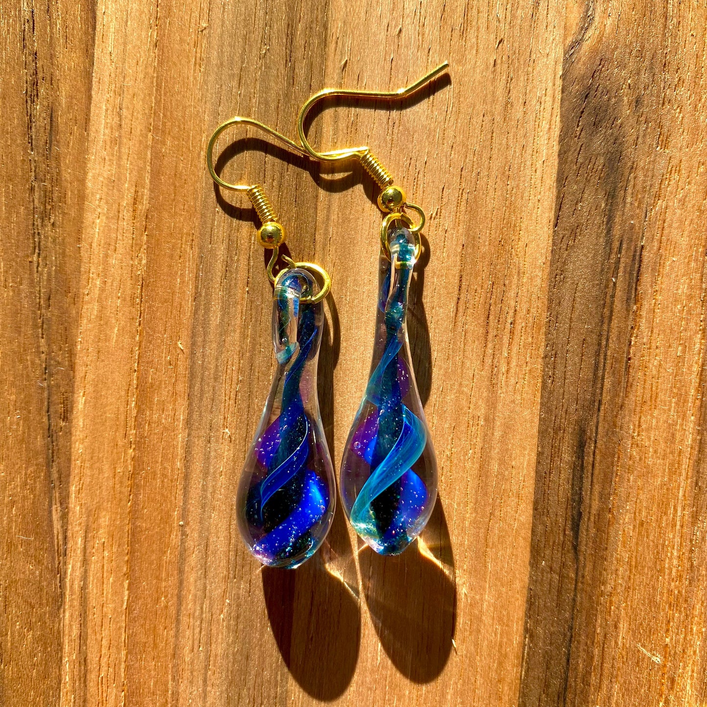 Blue Drop Blown Glass Earrings - Handmade Jewelry | Art By Aaron Dye