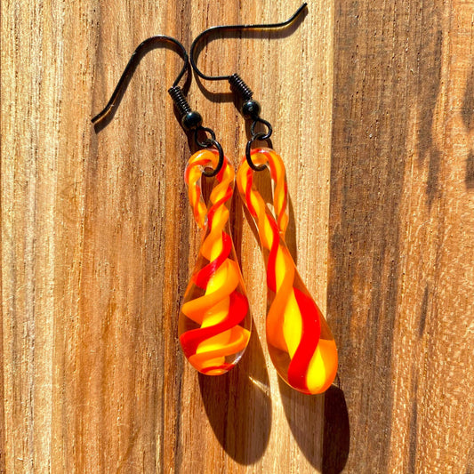 Fire Drop Blown Glass Earrings - Handmade Jewelry - Hypoallergenic | Art By Aaron Dye