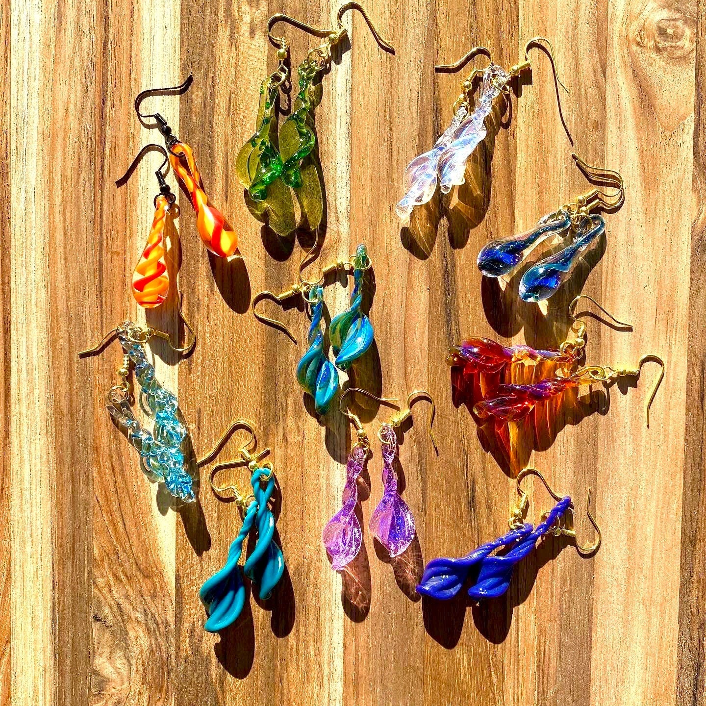 Blown Glass Leaf Earrings - Handmade Jewelry - Hypoallergenic | Art By Aaron Dye