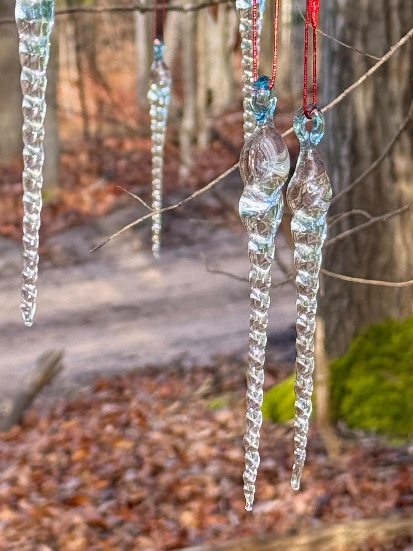 10 Blown Glass Icicle Ornaments - Handcrafted Christmas Tree Decorations | Art By Aaron Dye