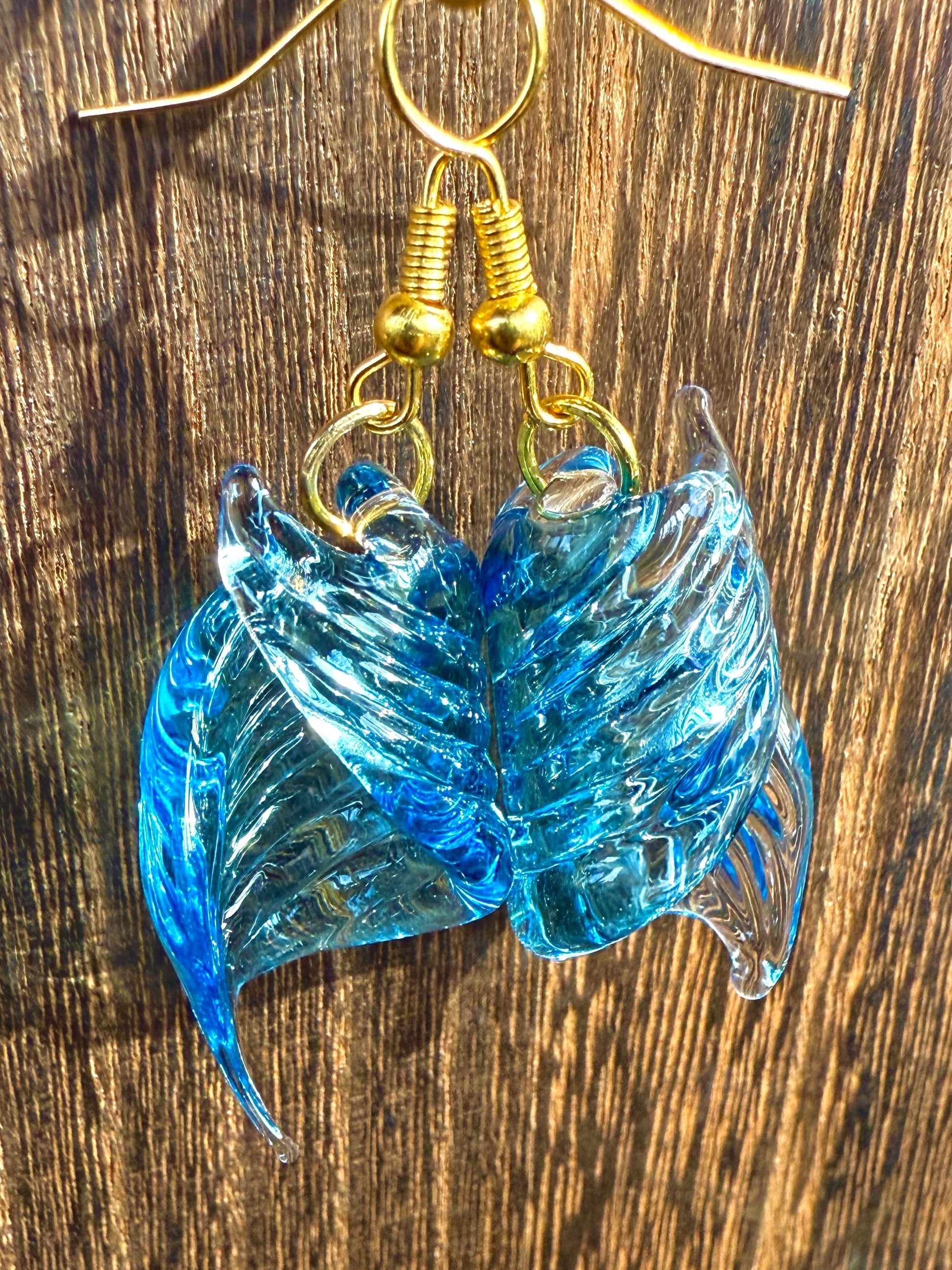 Handmade Lake Michigan Blue Blown Glass Earrings - Hypoallergenic Jewelry | Art By Aaron Dye