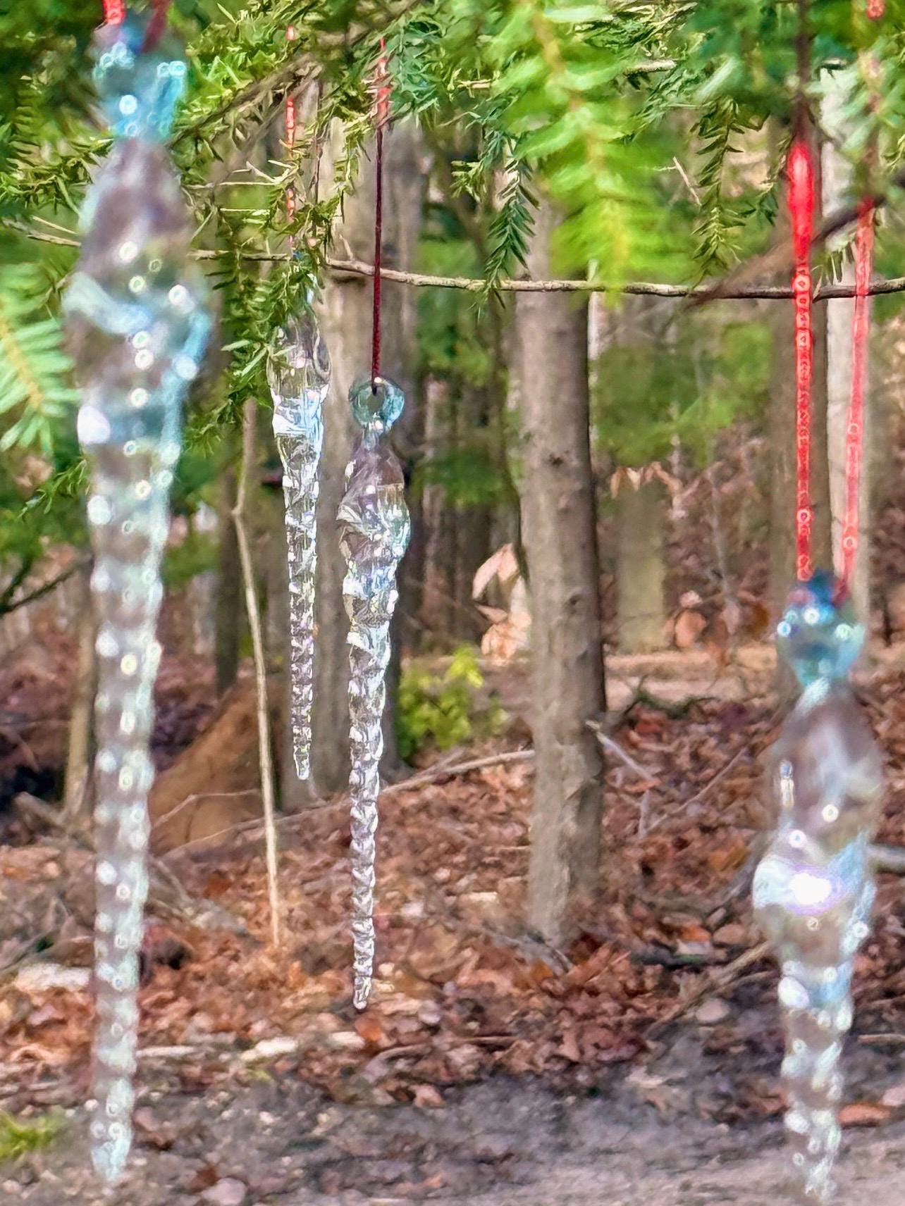 10 Blown Glass Icicle Ornaments - Handcrafted Christmas Tree Decorations | Art By Aaron Dye