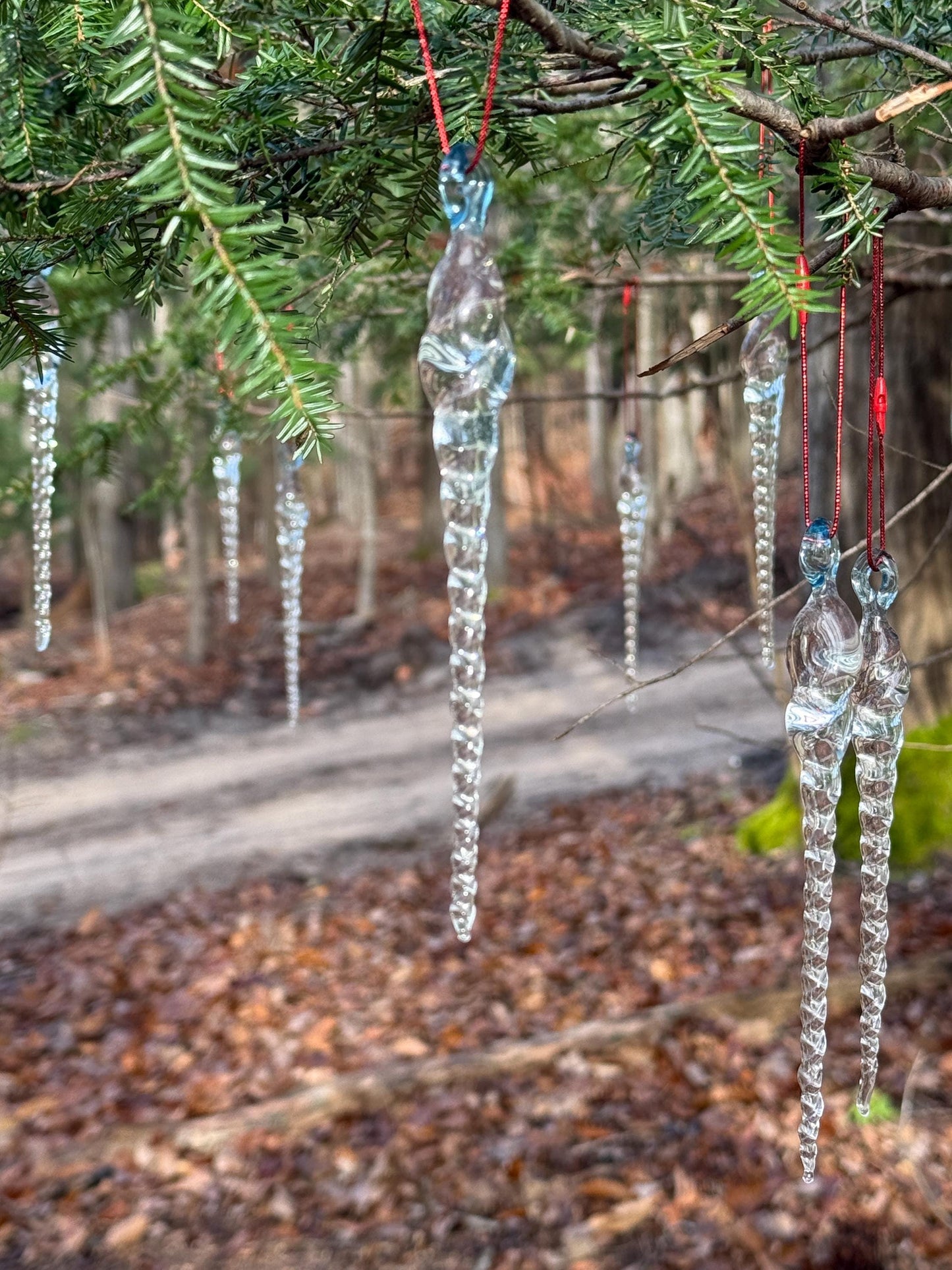 10 Blown Glass Icicle Ornaments - Handcrafted Christmas Tree Decorations | Art By Aaron Dye