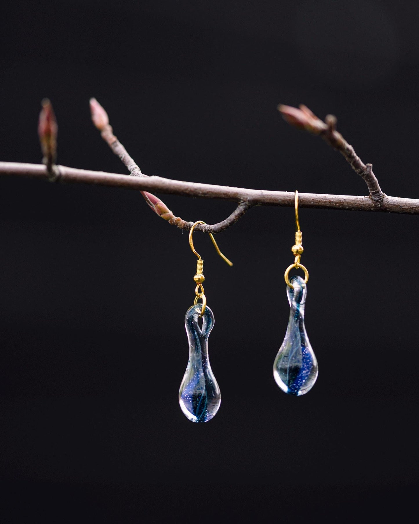 Blue Drop Blown Glass Earrings - Handmade Jewelry | Art By Aaron Dye