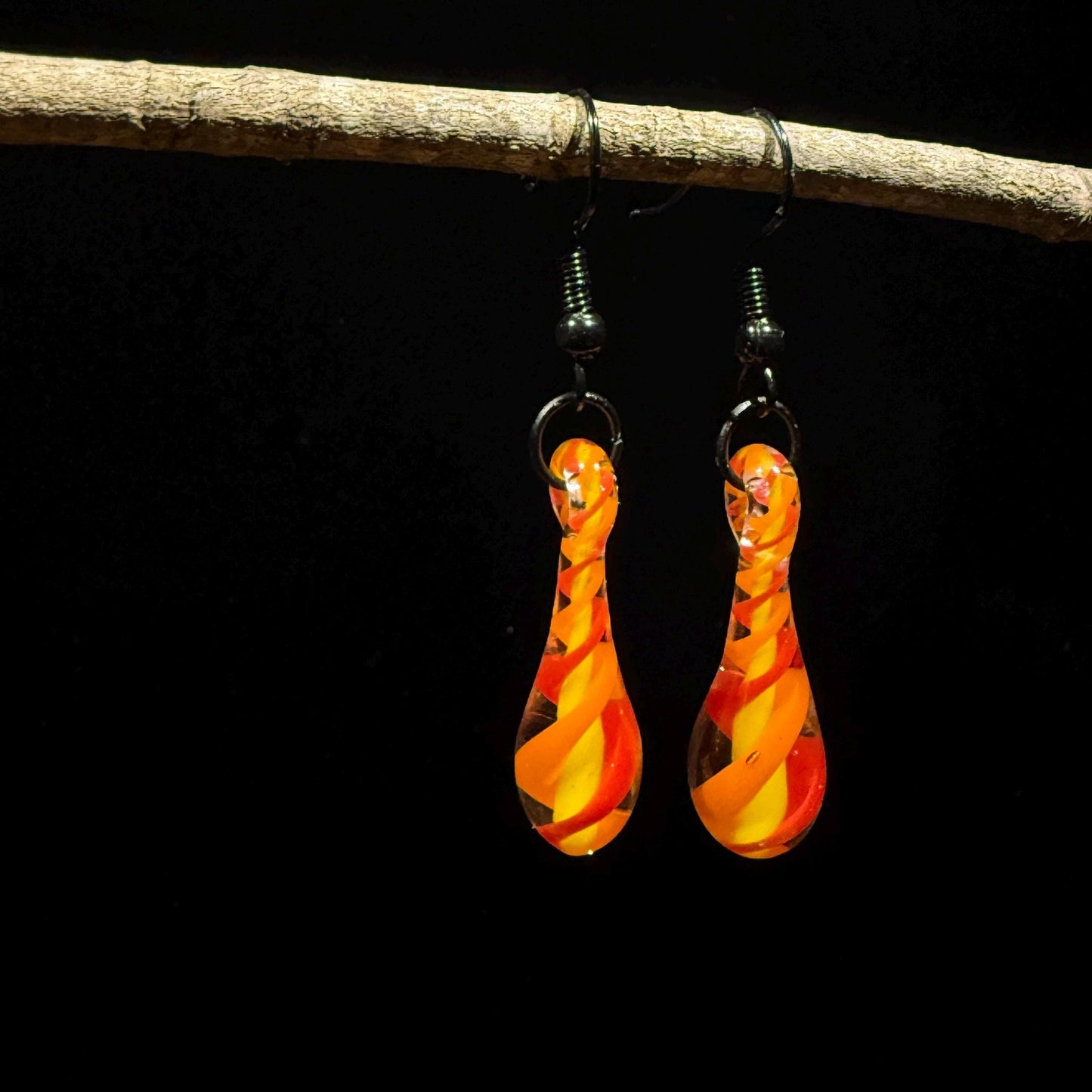 Fire Drop Blown Glass Earrings - Handmade Jewelry - Hypoallergenic | Art By Aaron Dye