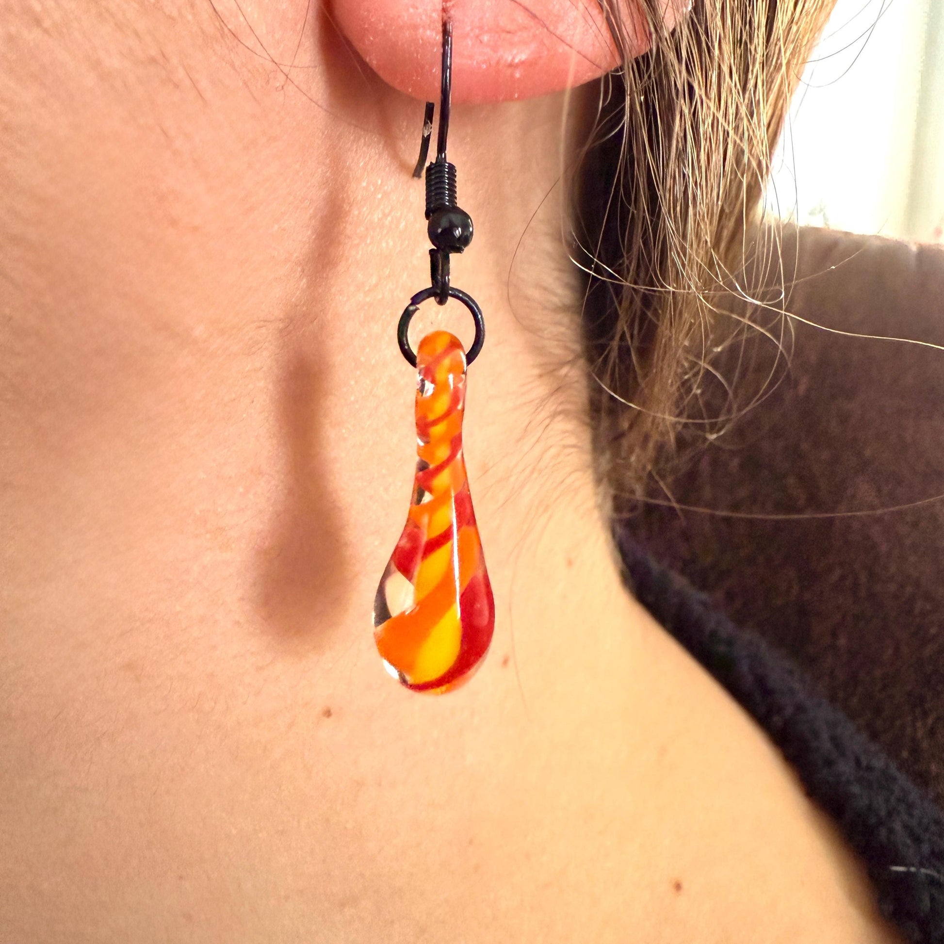 Fire Drop Blown Glass Earrings - Handmade Jewelry - Hypoallergenic | Art By Aaron Dye