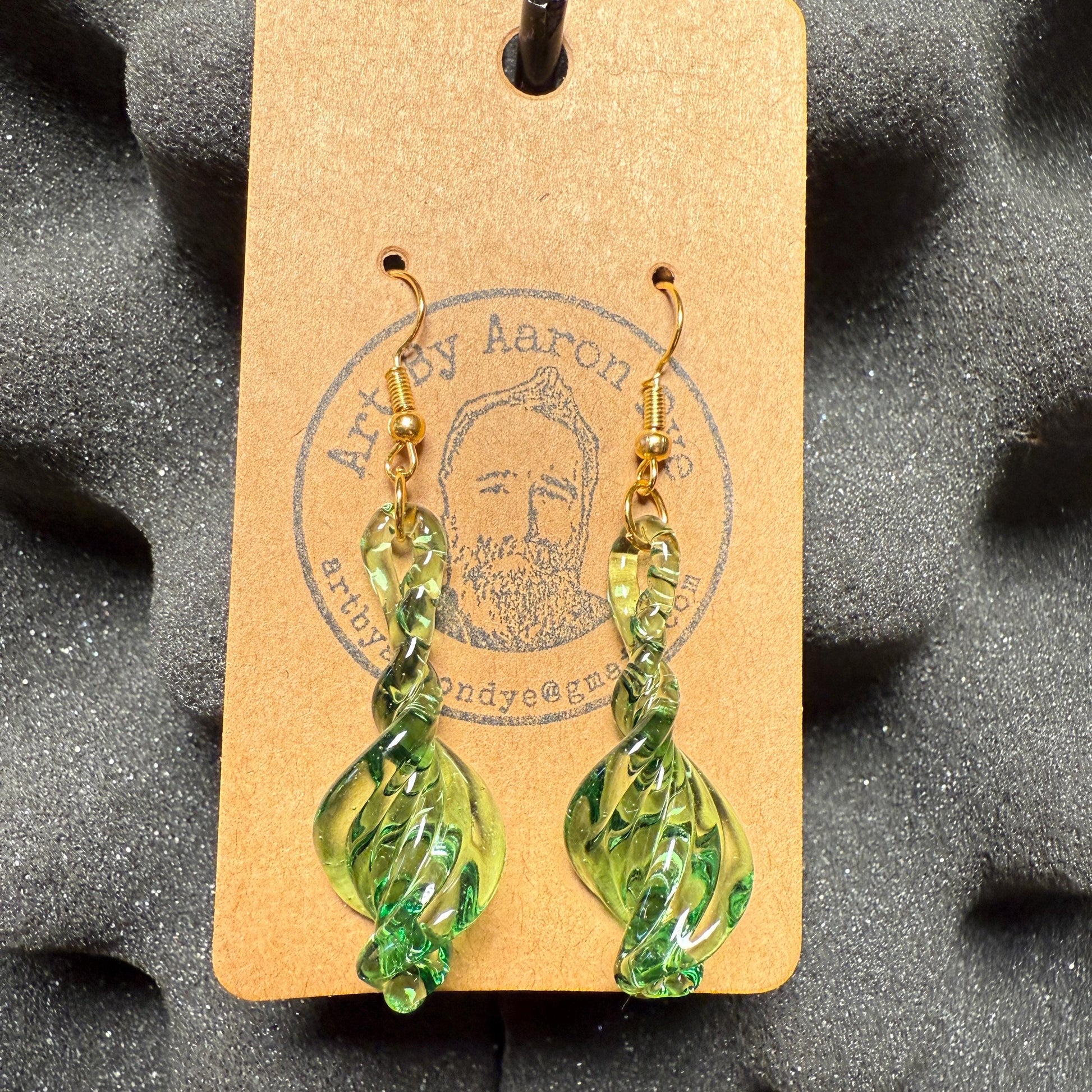 Emerald Green Earrings - Handmade Blown Glass Jewelry - Hypoallergenic Gold Hooks - Handcrafted Gifts | Art By Aaron Dye