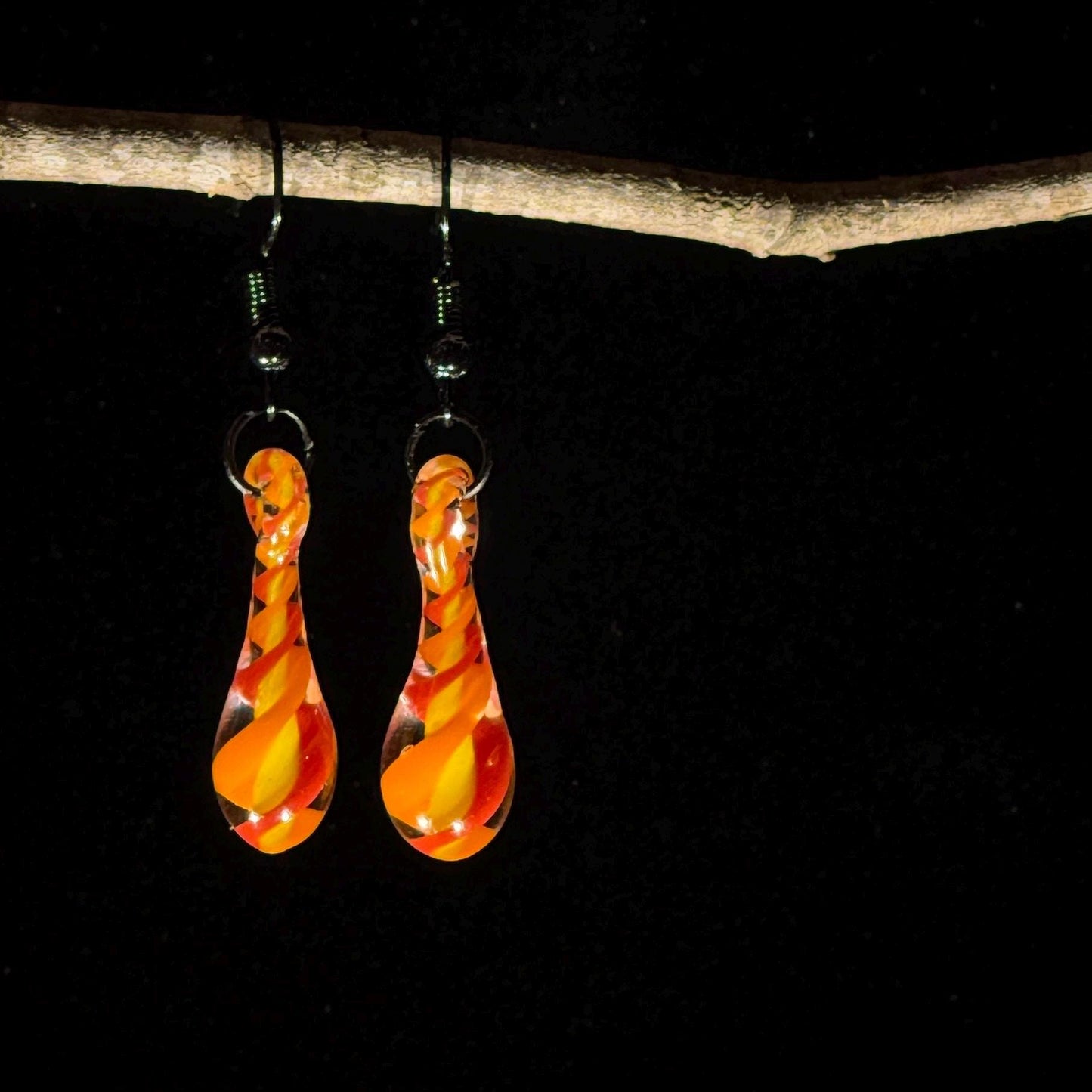 Fire Drop Blown Glass Earrings - Handmade Jewelry - Hypoallergenic | Art By Aaron Dye