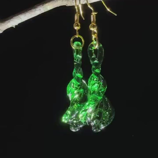 Emerald Green Earrings - Handmade Blown Glass Jewelry - Hypoallergenic Gold Hooks - Handcrafted Gifts | Art By Aaron Dye