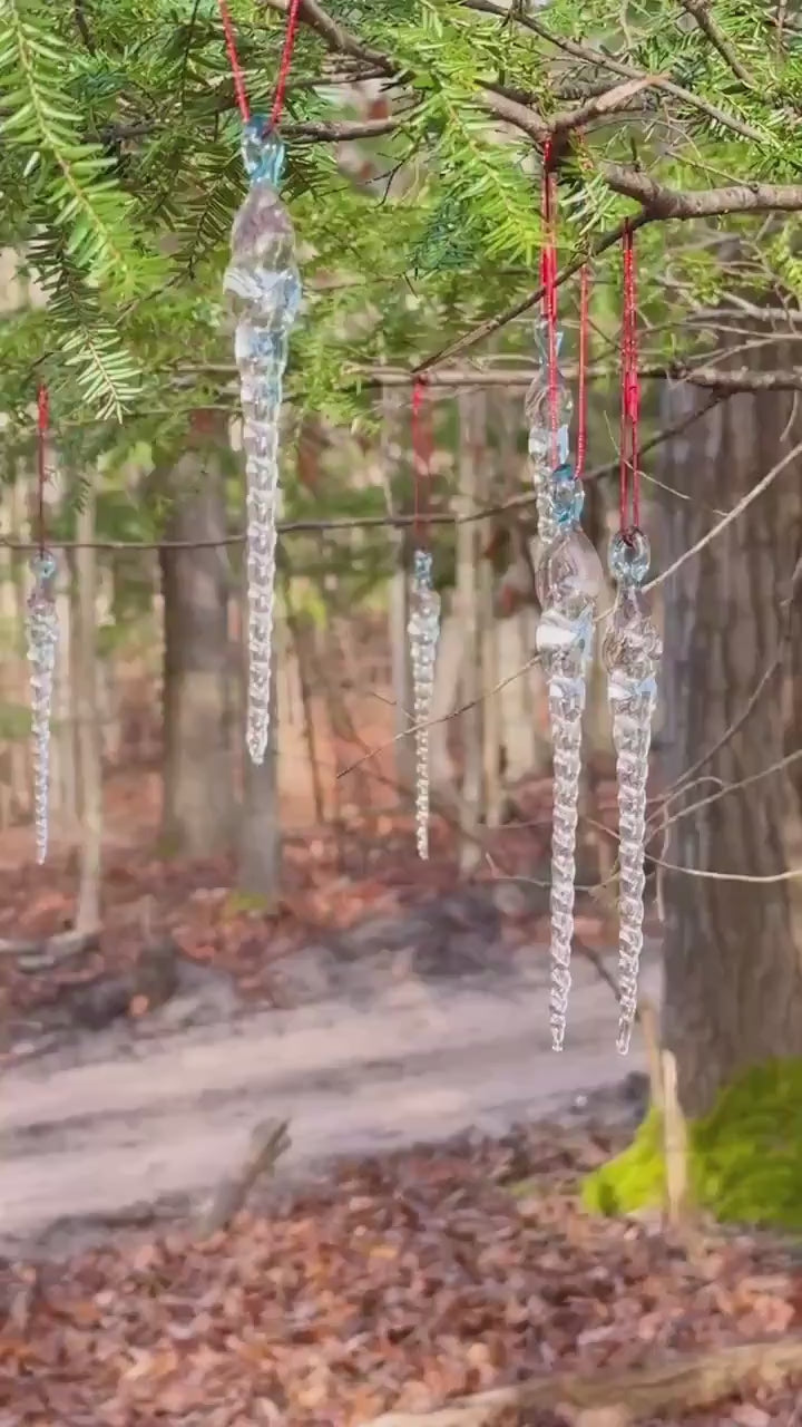 10 Blown Glass Icicle Ornaments - Handcrafted Christmas Tree Decorations | Art By Aaron Dye