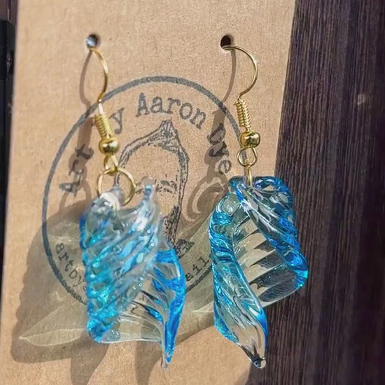 Handmade Lake Michigan Blue Blown Glass Earrings - Hypoallergenic Jewelry | Art By Aaron Dye