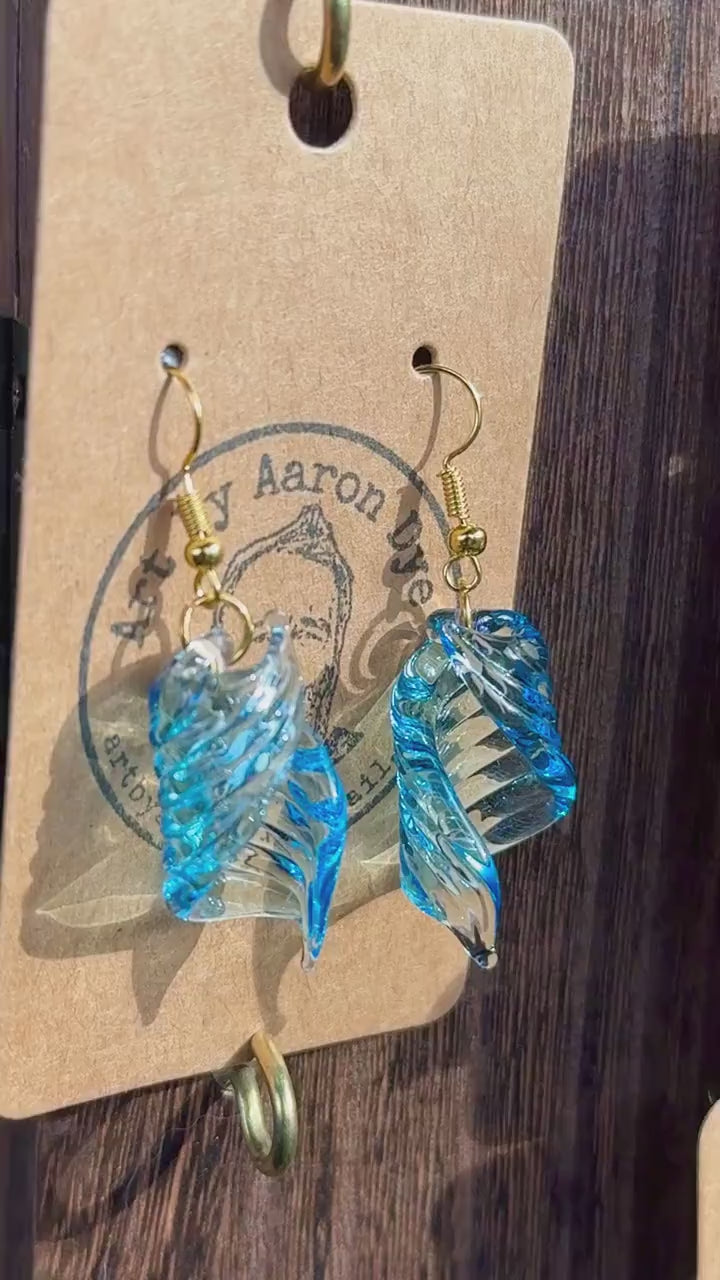 Handmade Lake Michigan Blue Blown Glass Earrings - Hypoallergenic Jewelry | Art By Aaron Dye